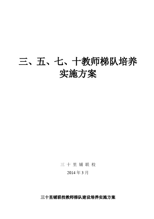 教师梯队建设培养实施方案