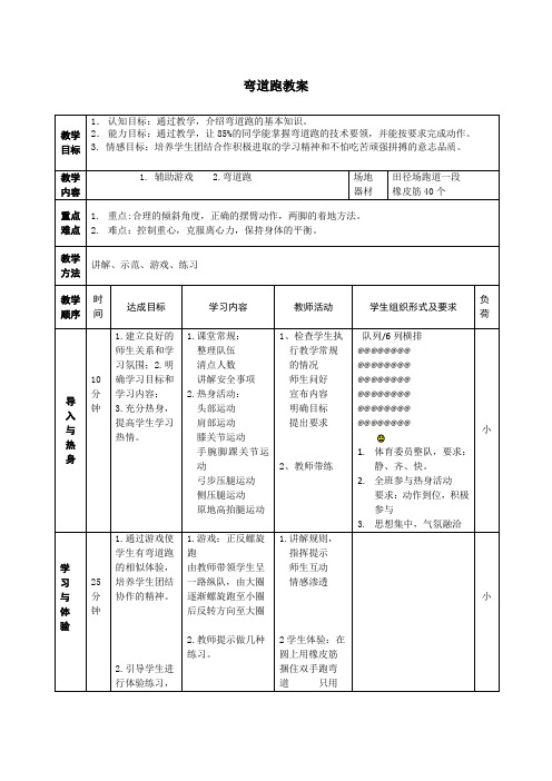 弯道跑教案