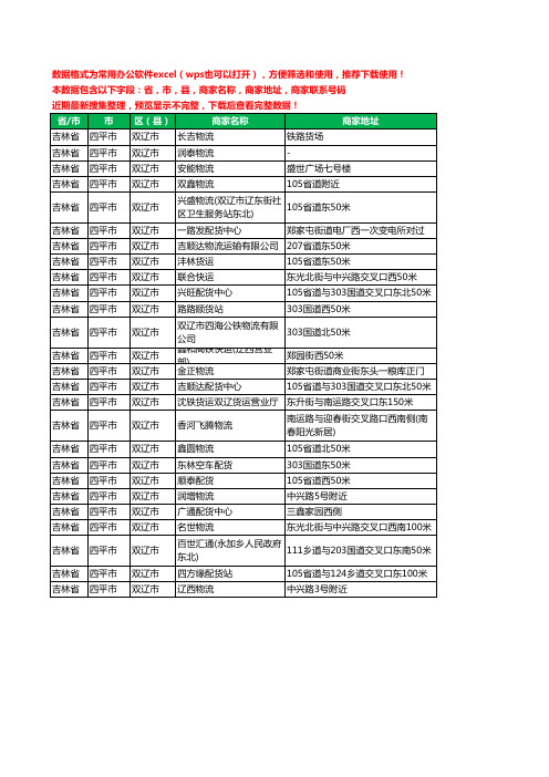 2020新版吉林省四平市双辽市物流工商企业公司商家名录名单黄页联系电话号码地址大全26家