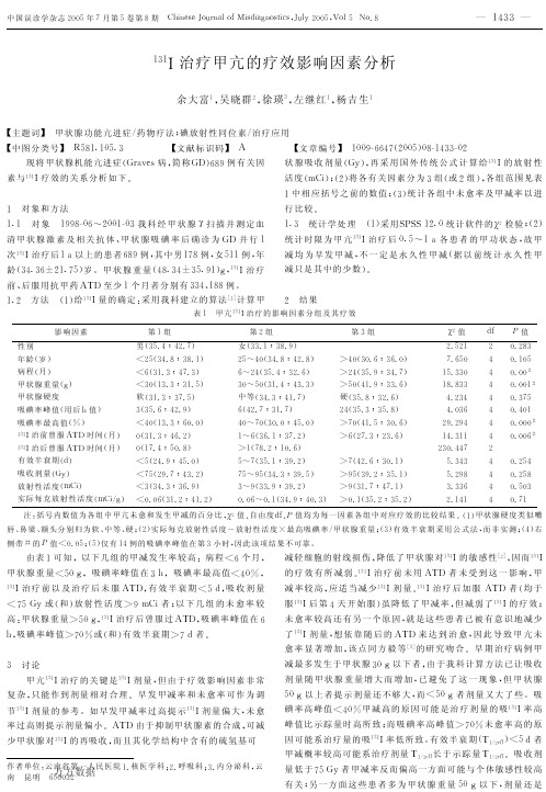 131碘治疗甲亢的疗效影响因素分析