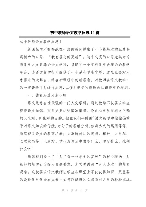 初中教师语文教学反思14篇