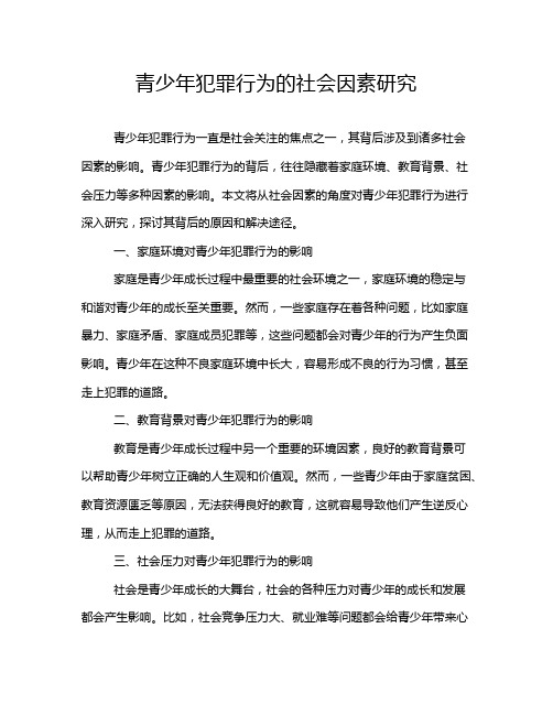 青少年犯罪行为的社会因素研究