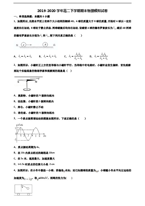 广东省湛江市2020年新高考高二物理下学期期末学业水平测试试题