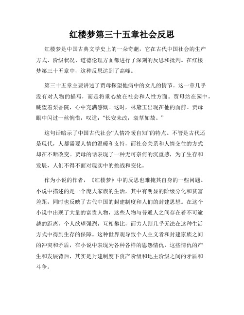 红楼梦第三十五章社会反思