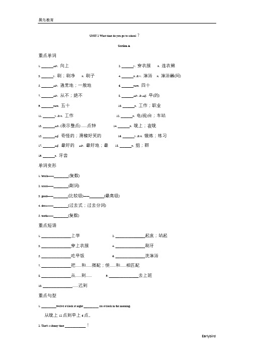 2021春人教版七年级英语下册 Unit 2 背记手册+测试卷