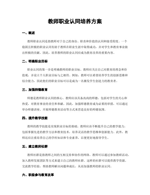 教师职业认同培养方案