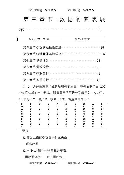 统计学课后答案  (贾俊平版)人大出版之欧阳育创编