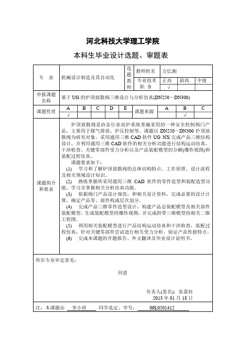 毕业设计(论文)选题、审题表