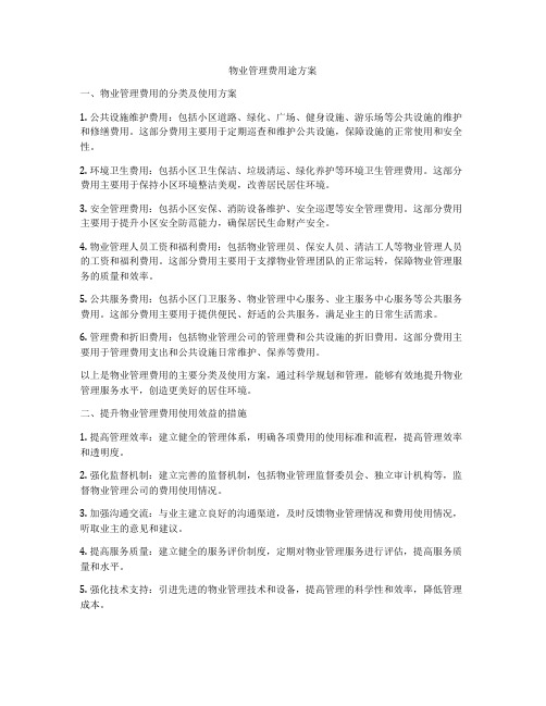 物业管理费用途方案