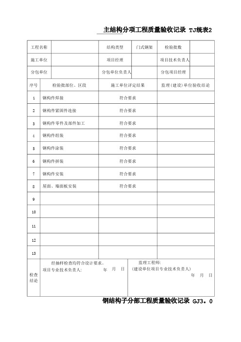 钢结构工程竣工验收资料模板