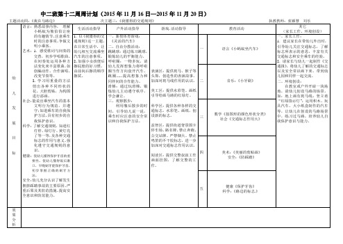 中二班第十二周周计划