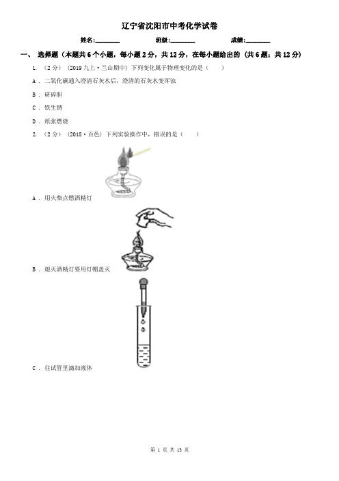 辽宁省沈阳市中考化学试卷