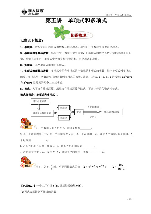 第五讲单项式和多项式