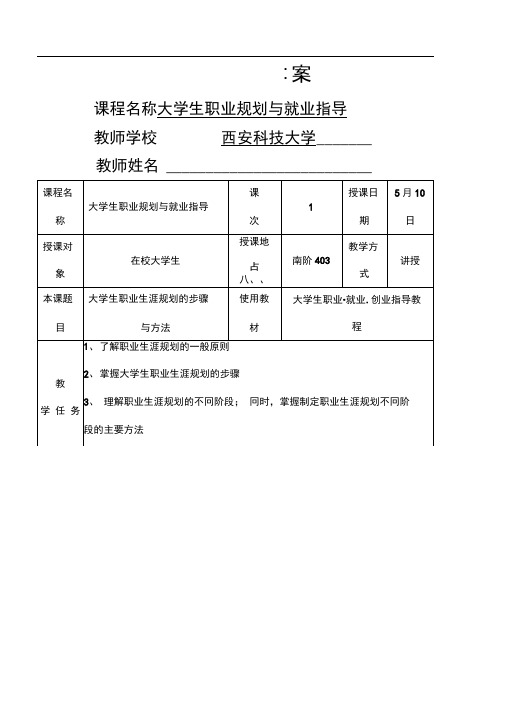 职业生涯规划的方法和步骤教案