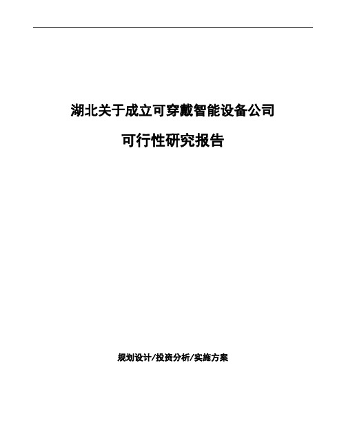 湖北关于成立可穿戴智能设备公司可行性研究报告