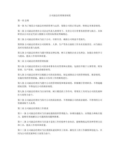 公司副总经理规章制度