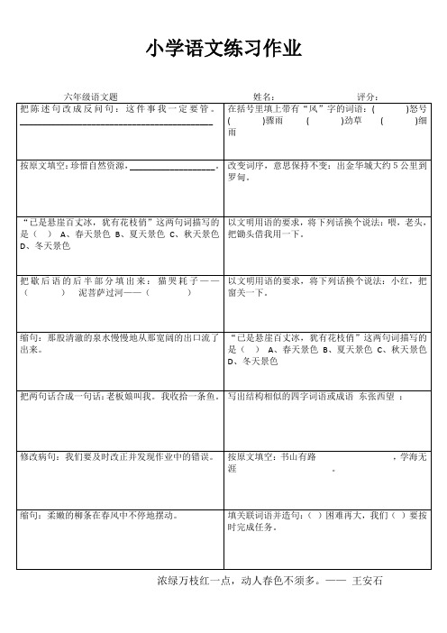 小学语文精作细练习题I (38)