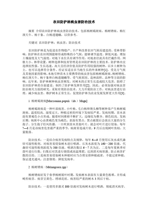 农田防护林病虫害防治技术