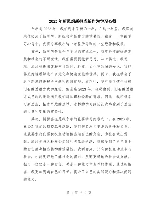 2023年新思想新担当新作为学习心得