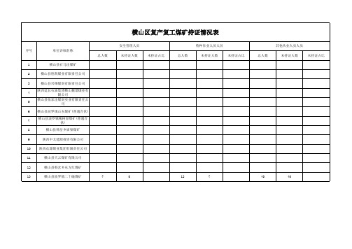 二石磕煤矿复产复工煤矿持证情况