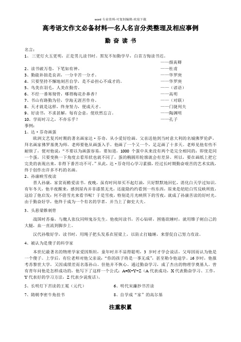 语文作文必备材料—名人名言分类整理及相应事例