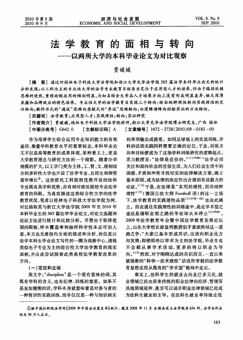 法学教育的面相与转向——以两所大学的本科毕业论文为对比观察