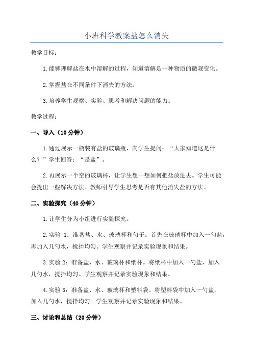 小班科学教案盐怎么消失