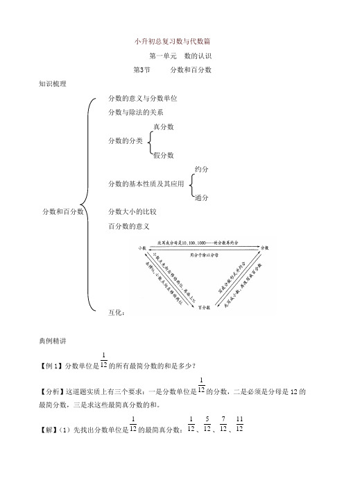 小升初数学总复习知识梳理+练习+答案-分数和百分数 7页