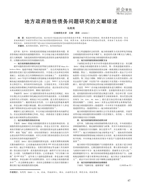 地方政府隐性债务问题研究的文献综述