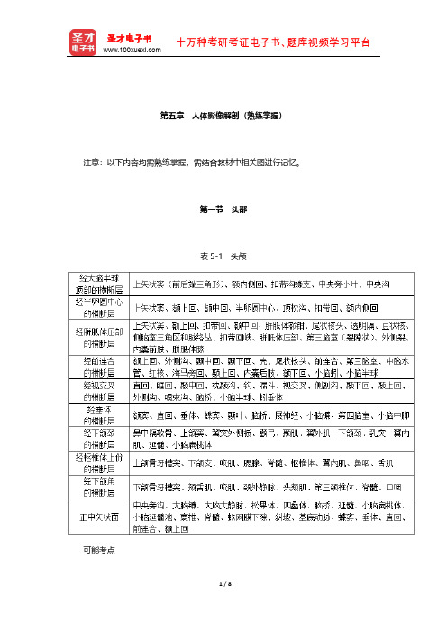 2020年全国卫生专业技术资格考试《放射医学技术(师)考试》考点手册(人体影像解剖)【圣才出品】