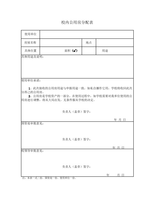 校内公用房分配表