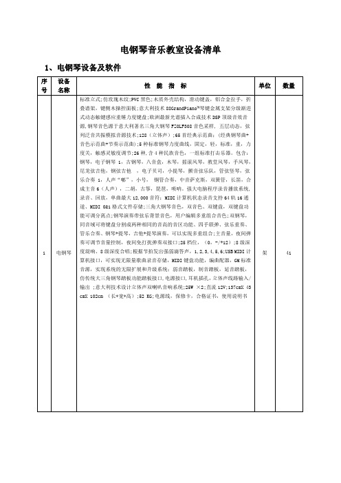 电钢琴音乐教室设备清单