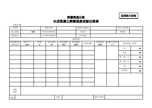 水泥混凝土劈裂强度试验记录表.doc