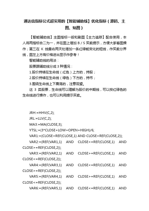 通达信指标公式超实用的【智能辅助线】优化指标（源码、主图、贴图）