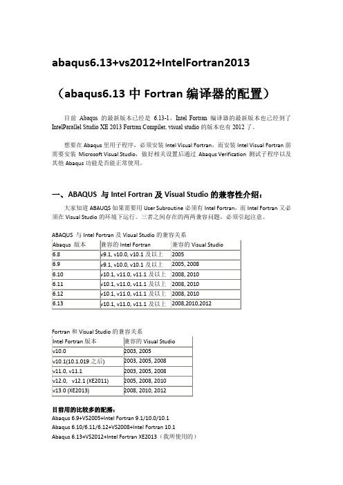 abaqus6.13+vs2012+Intel_Fortran_2013_(abaqus6.13中Fortran编译器的配置安装修改版)