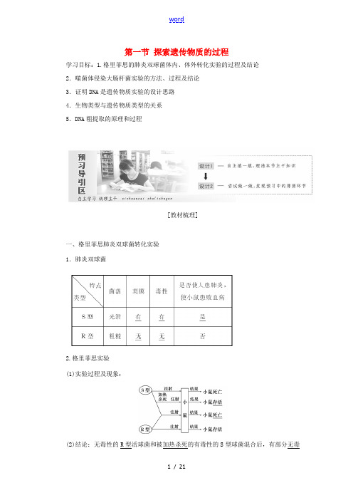 高中生物 第四章 遗传的分子基础 第一节 探索遗传物质的过程教学案 苏教版必修2-苏教版高一必修2生