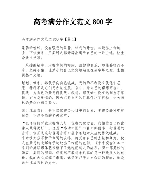 高考满分作文范文800字