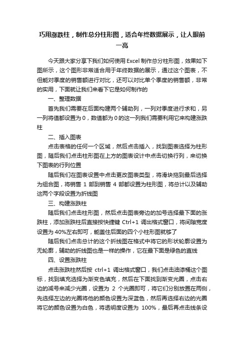 巧用涨跌柱，制作总分柱形图，适合年终数据展示，让人眼前一亮