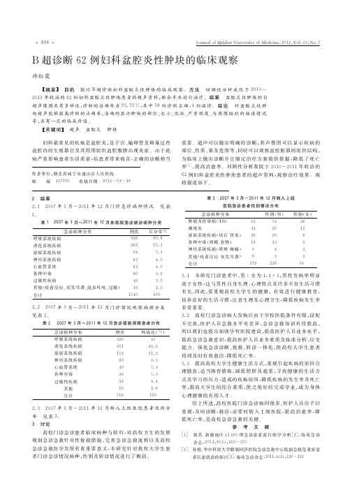 B超诊断62例妇科盆腔炎性肿块的临床观察