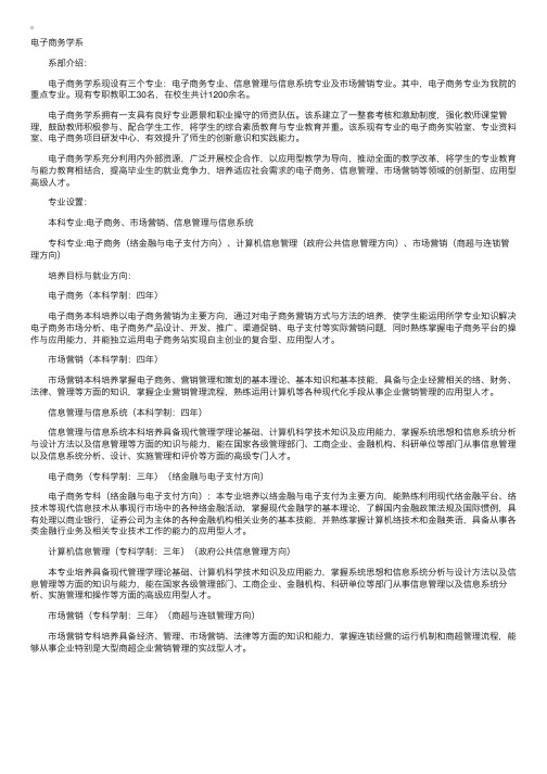 中南民族大学工商学院电子商务学系专业介绍