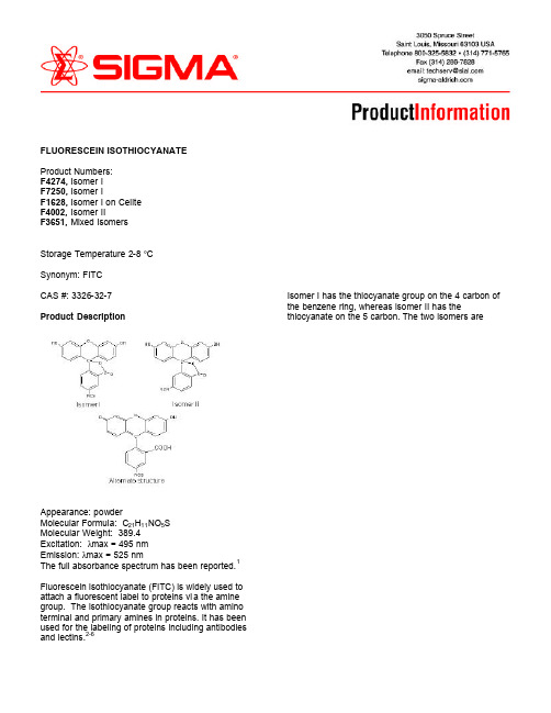 Fluorescein Isothiocyanate产品说明书