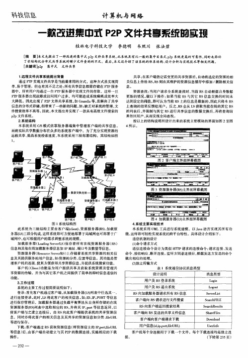 一款改进集中式P2P文件共享系统的实现