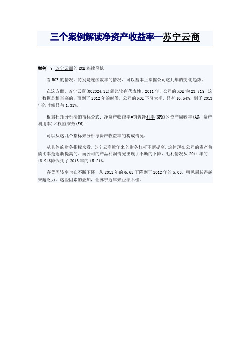 三个案例解读净资产收益率--苏宁云商