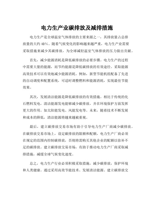 电力生产业碳排放及减排措施