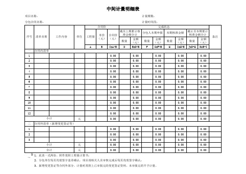 最新分包工程中间计量与支付、现场签证、结算统一表格(试行版)