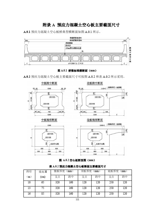 预应力混凝土空心板主要截面尺寸