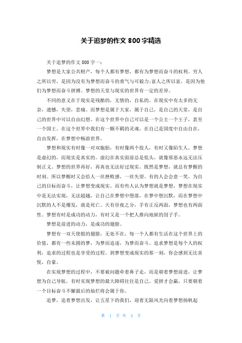 关于追梦的作文800字精选