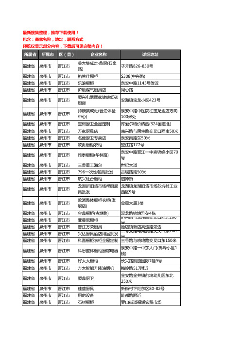 新版福建省泉州市晋江市厨卫电器企业公司商家户名录单联系方式地址大全322家