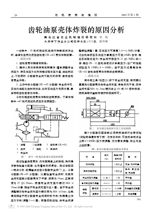 齿轮油泵壳体炸裂的原因分析