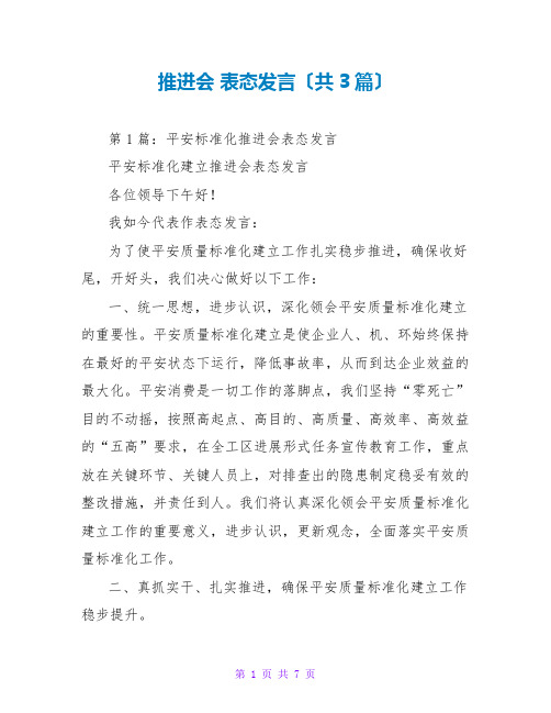 推进会 表态发言(共3篇)